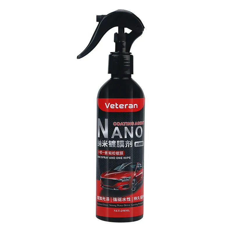 Bottle of automotive coating agent spray for car paint protection and polishing