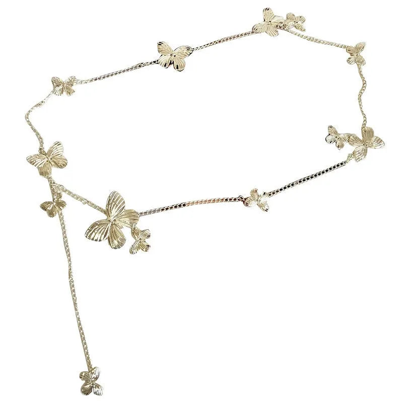 Golden butterfly waist chain with alloy construction and single circle design