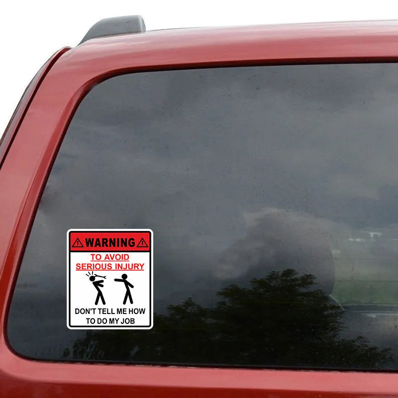 14.9cm by 12.6cm rectangular car glass warning sticker with adhesive backing for safety application
