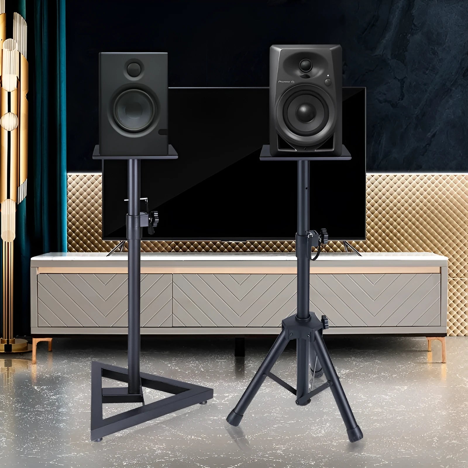 Triangular three-dimensional speaker floor stand for KTV and home listening bookshelf boxes