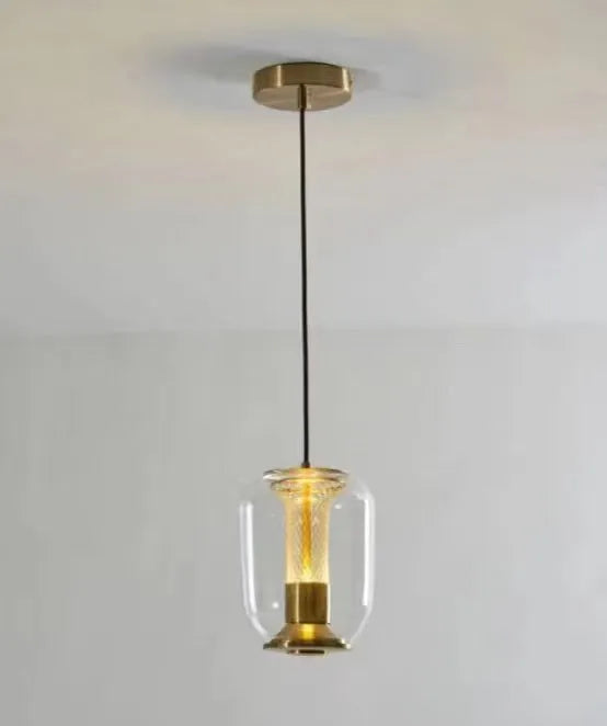 Minimalist Nordic chandelier with metal and glass construction in three colour options