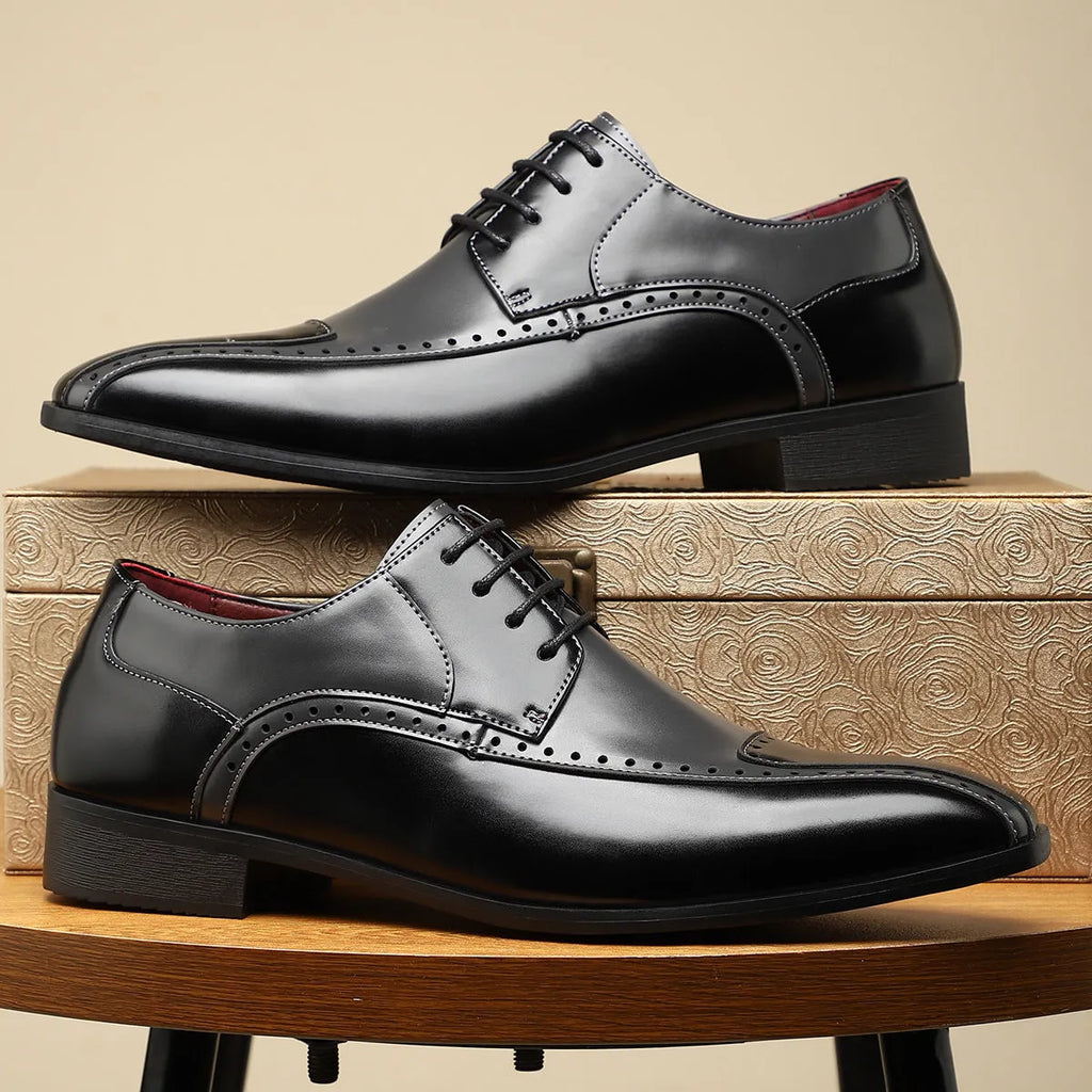 Men's low-top casual shoes in purple with leather stitching details and EVA sole