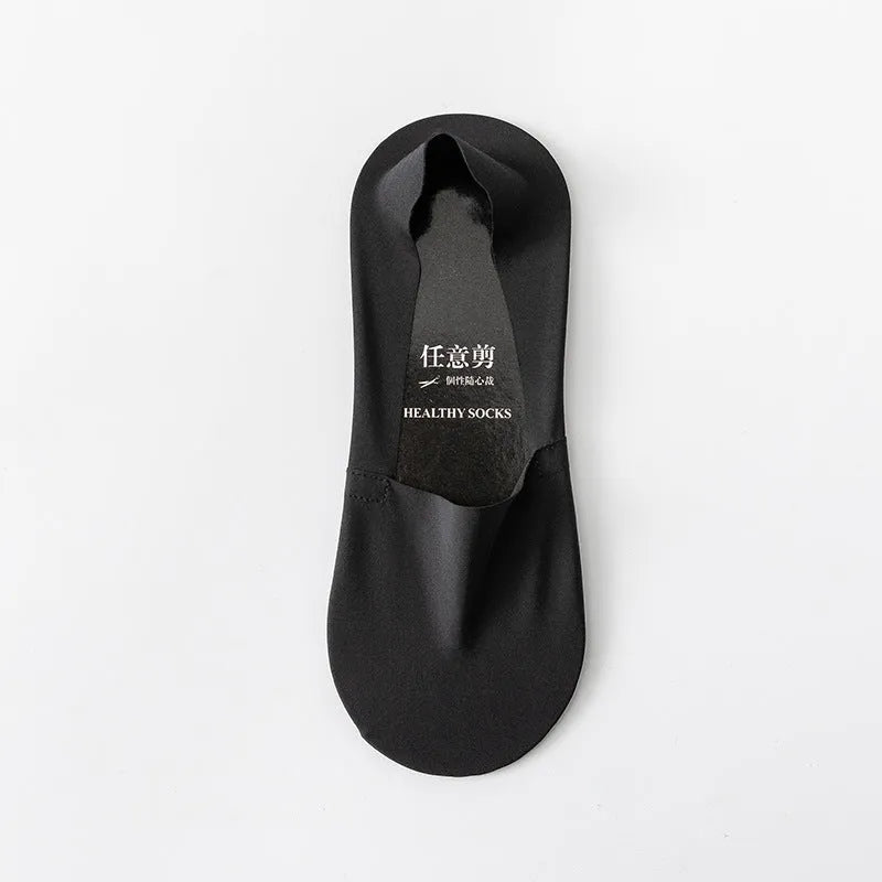 Men's seamless low-cut ankle socks in ice silk fabric with pure cotton bottom section