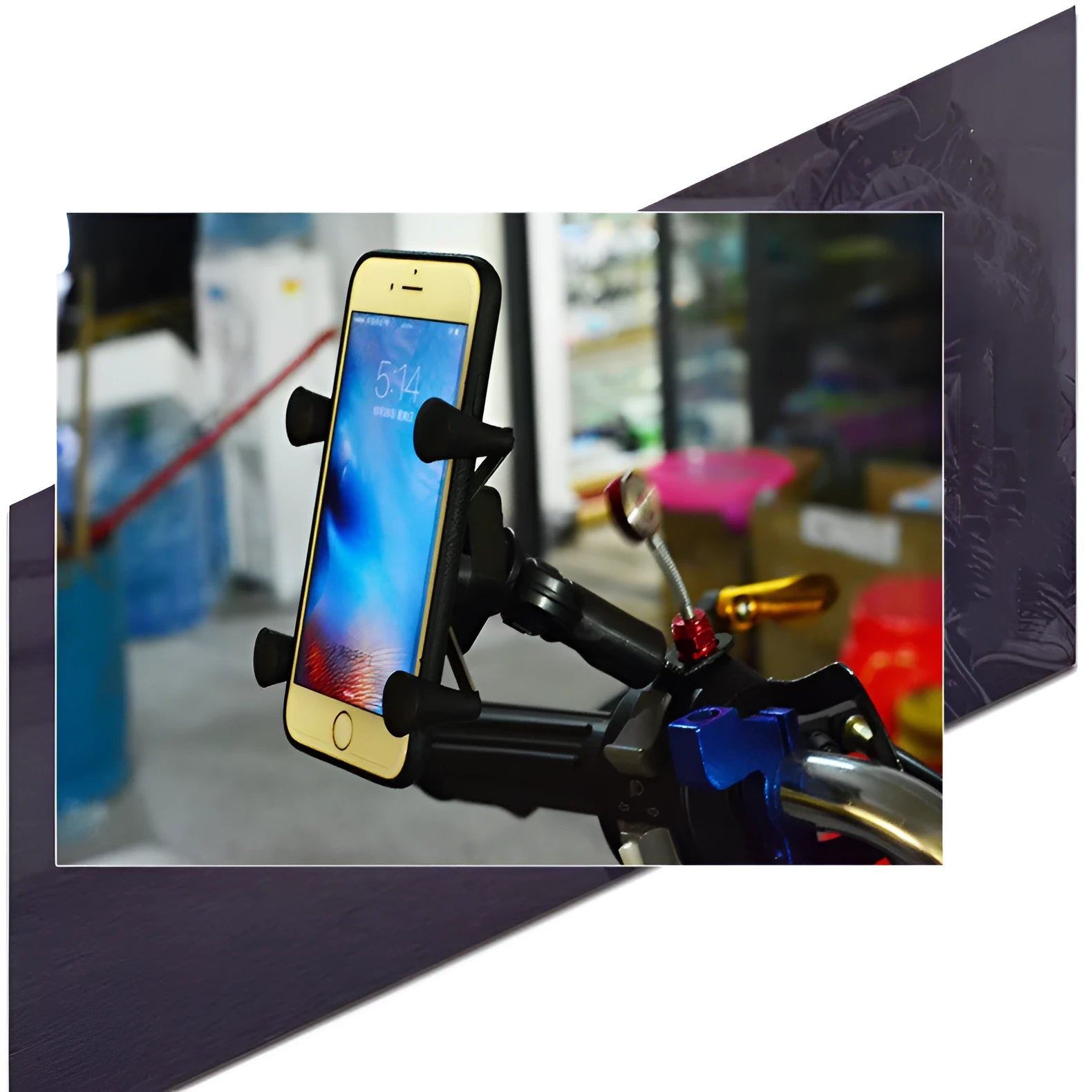 Motorcycle four-jaw aluminium alloy phone holder charger with ABS construction