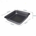 Square carbon steel pizza baking pan with silicone Teflon coating, 8 inch, gold finish on white background