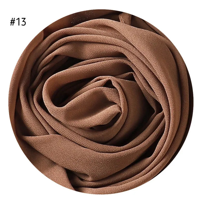 Solid colour pearl chiffon scarf head covering 70x180cm in monochrome shade