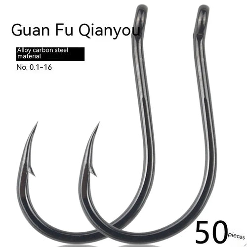 Bulk pack of alloy carbon steel sea fishing hooks with crooked mouth barbed design in various sizes
