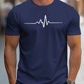 Men's loose fit sports T-shirt with 3D pattern letters design in chemical fibre blend polyester fabric