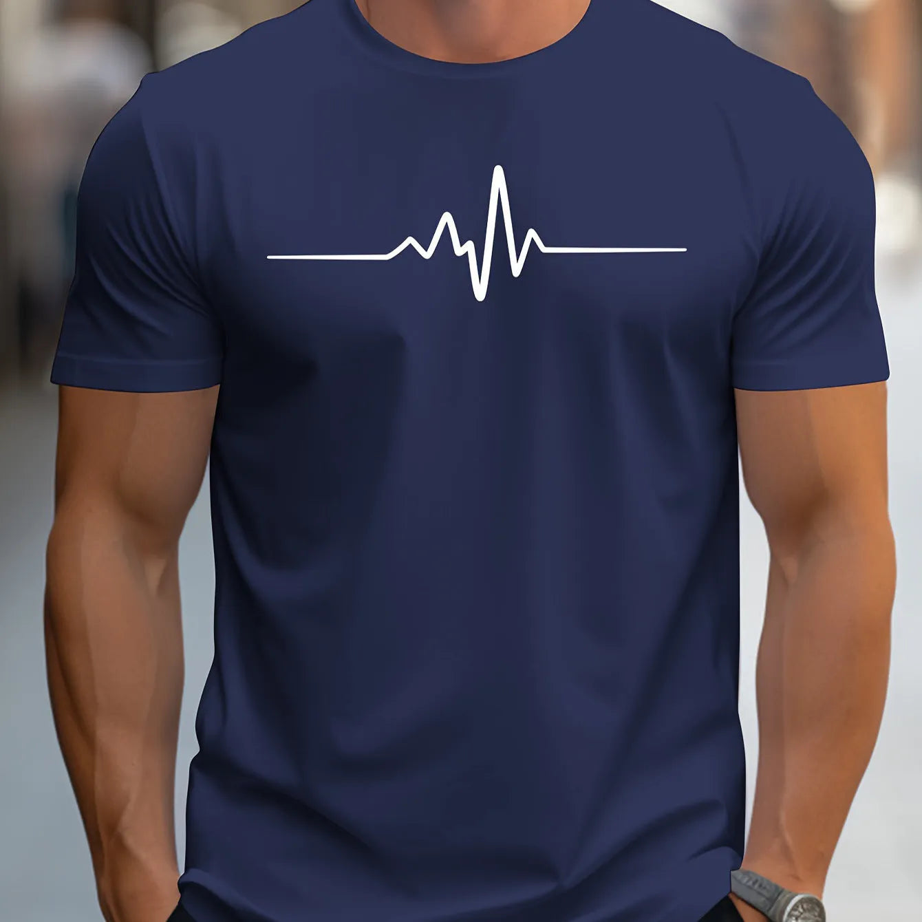 Men's loose fit sports T-shirt with 3D pattern letters design in chemical fibre blend polyester fabric