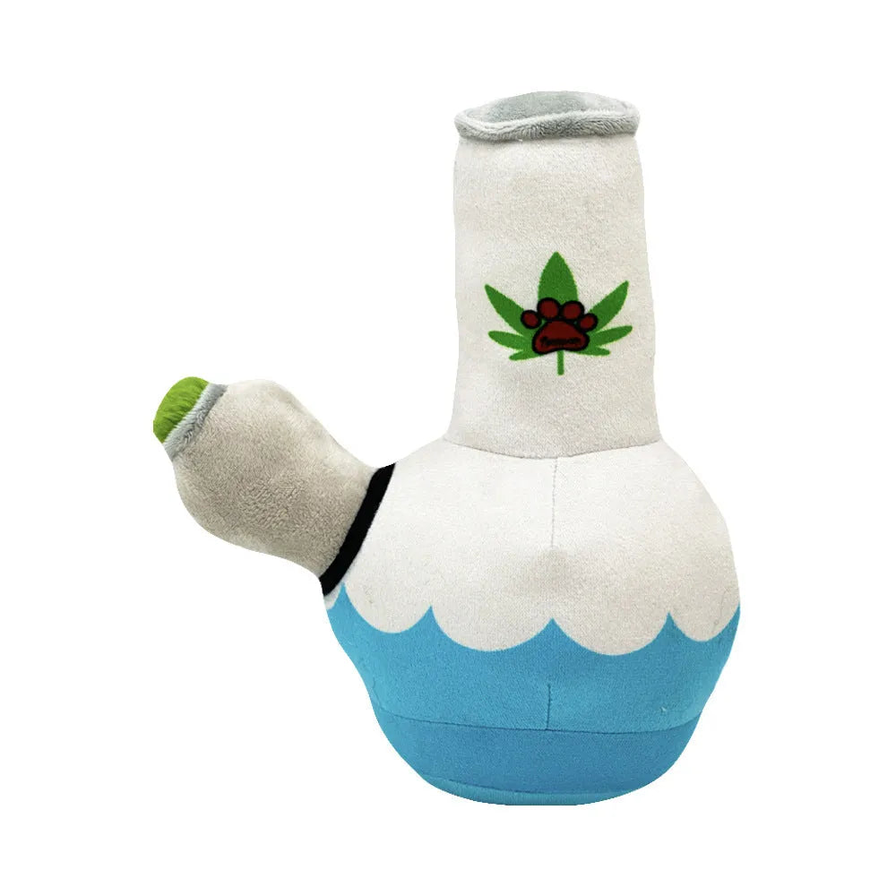 Colourful sounding kettle plush dog toy with picture-style pattern, 24 cm size