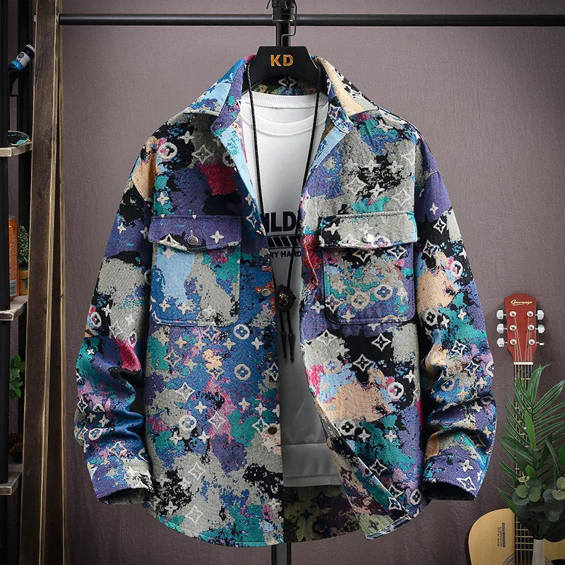 Personality casual lapel shirt coat, long sleeve straight hem, available in multiple colours for spring autumn