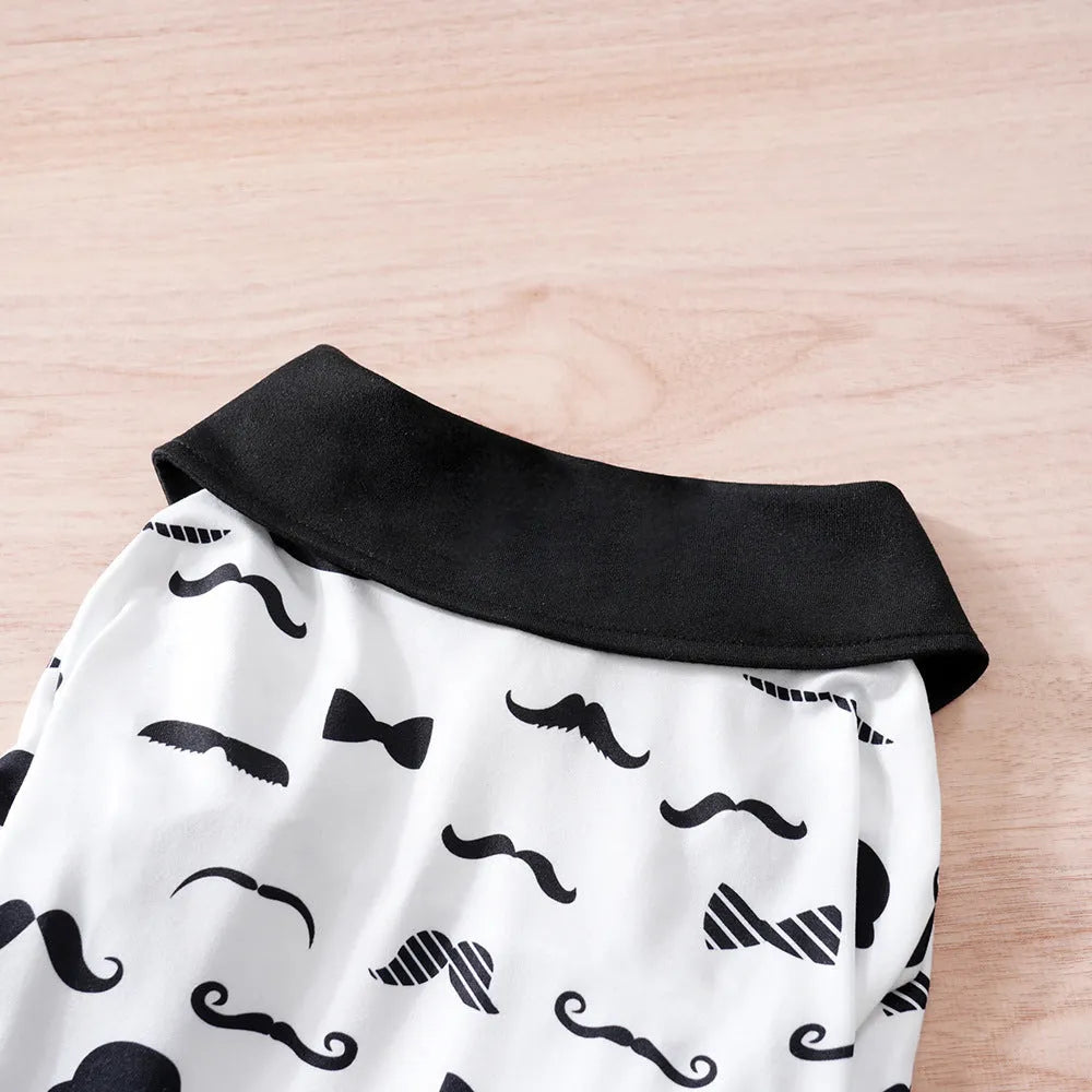 White Gentleman Beard polyester dog shirt for small dogs with S M L XL XXL sizing