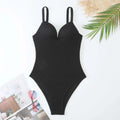 Women's one-piece swimsuit with sunken stripe pattern in polyester fabric for swimming