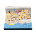Santorini beach scene 3D paper carving notepad showing architectural model details