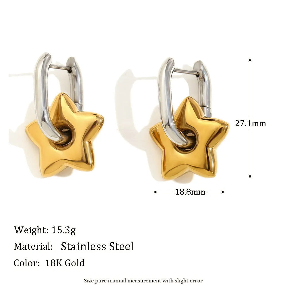 Gold geometric jewellery set with earrings, bracelet and necklace for women