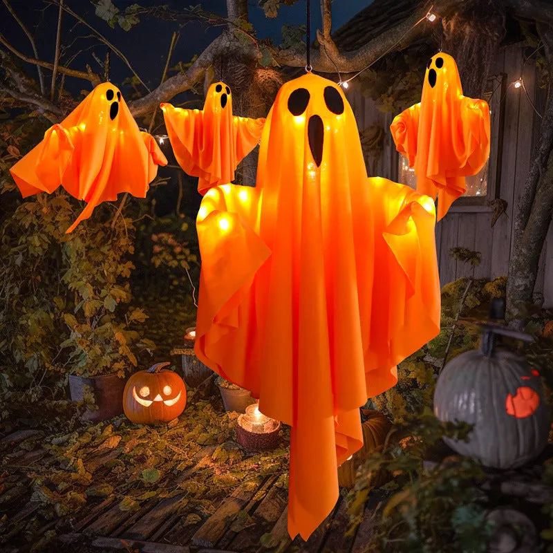 Halloween ghost indoor party light with luminous white and orange ghost scream designs