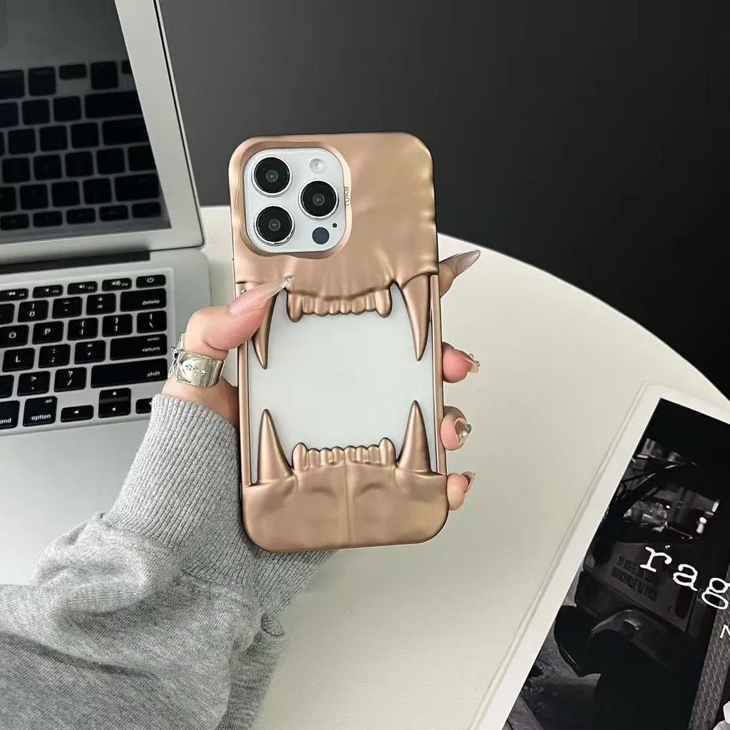 Creative hollow tiger tooth frosted TPU phone case for iPhone, heat dissipation design, multiple colour options