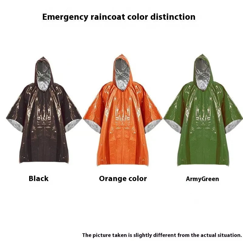 Marathon Wild Cross-country Raincoat in orange or army green, laid flat showing 100x130cm size