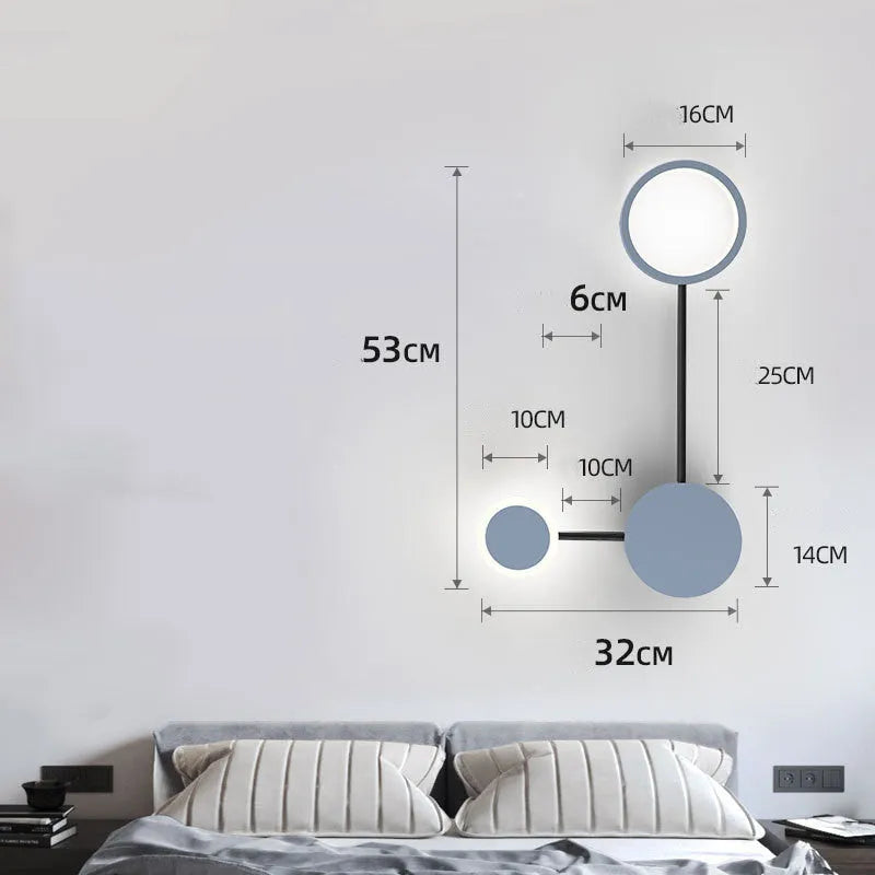 Contracted bedroom wall lamp iron acrylic 6-head 54W 96.5cm wide mounted on wall in black finish
