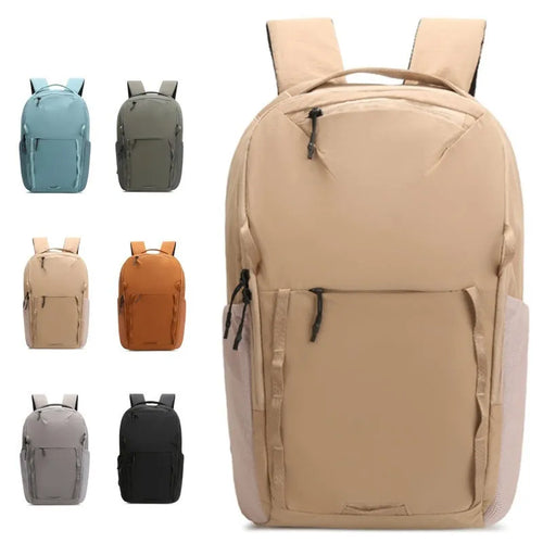 Waterproof 20L backpack in Taslan composite cloth with curved shoulder strap in beige colour