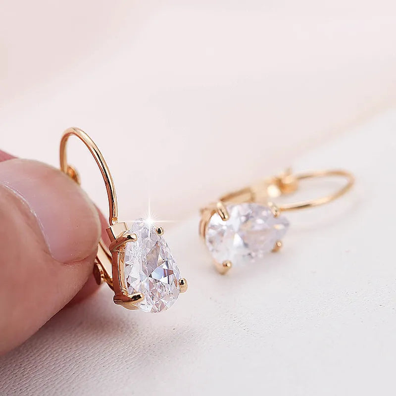 Women's drop-shaped copper earrings with gold or platinum colour plating, European-American style