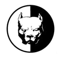 Reflective bulldog superhero car sticker 12x12cm in black white and red colours