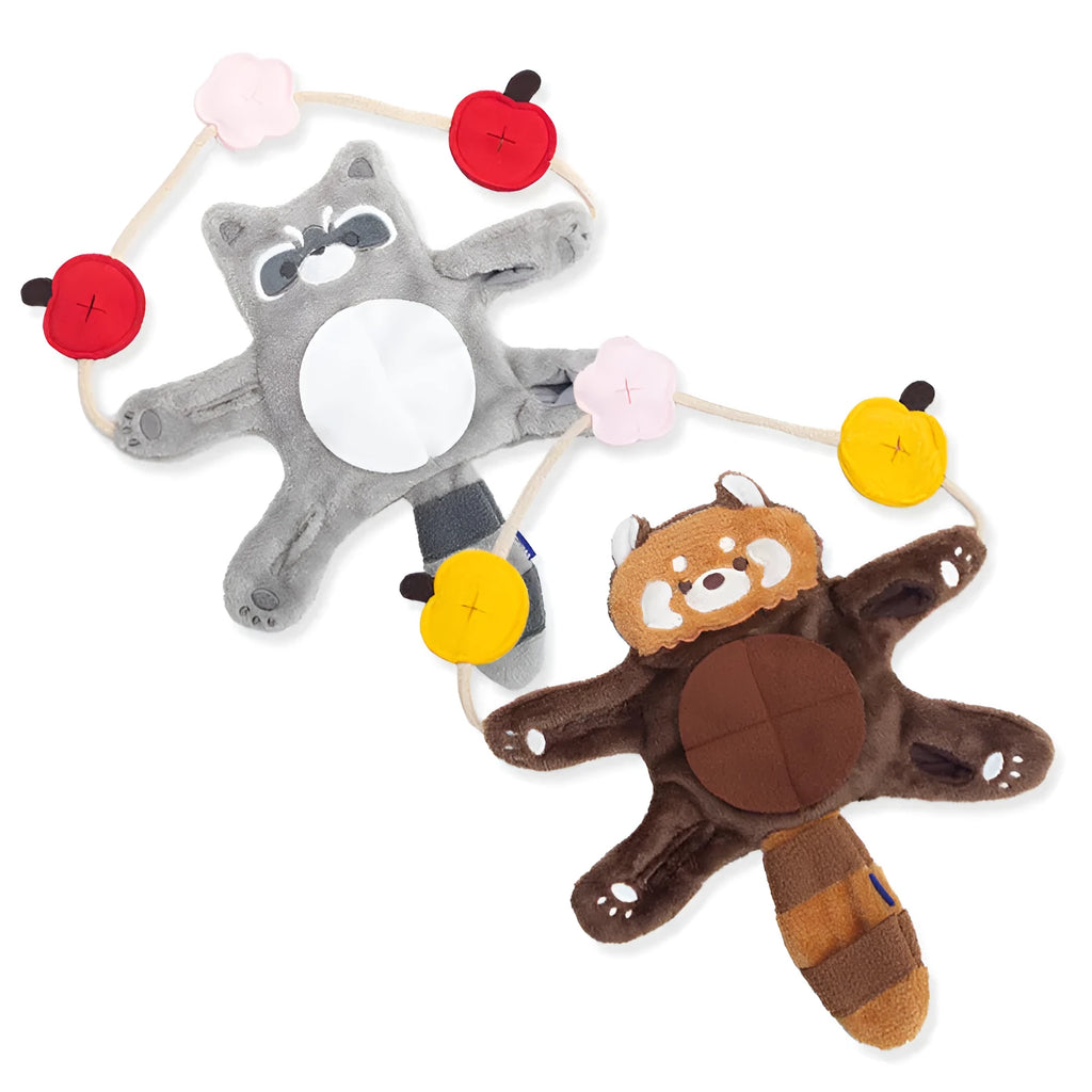 Brown plush self-relieving teddy bear toy for small dogs with food hiding feature