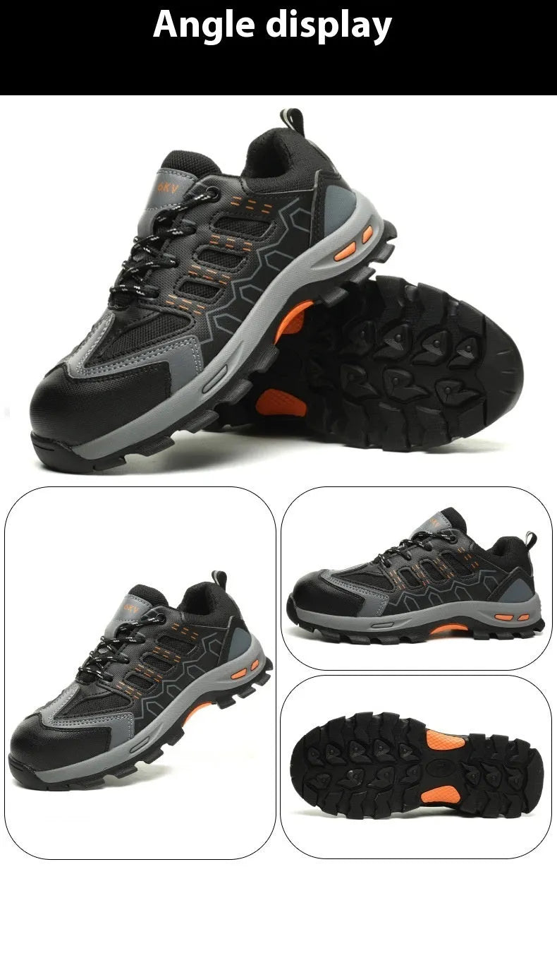 6KV insulated anti-stab non-slip protective shoes low top Fly-kit mesh PU leather black
