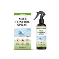 120ml bottle of mite control liquid spray with ingredient list including menthol.