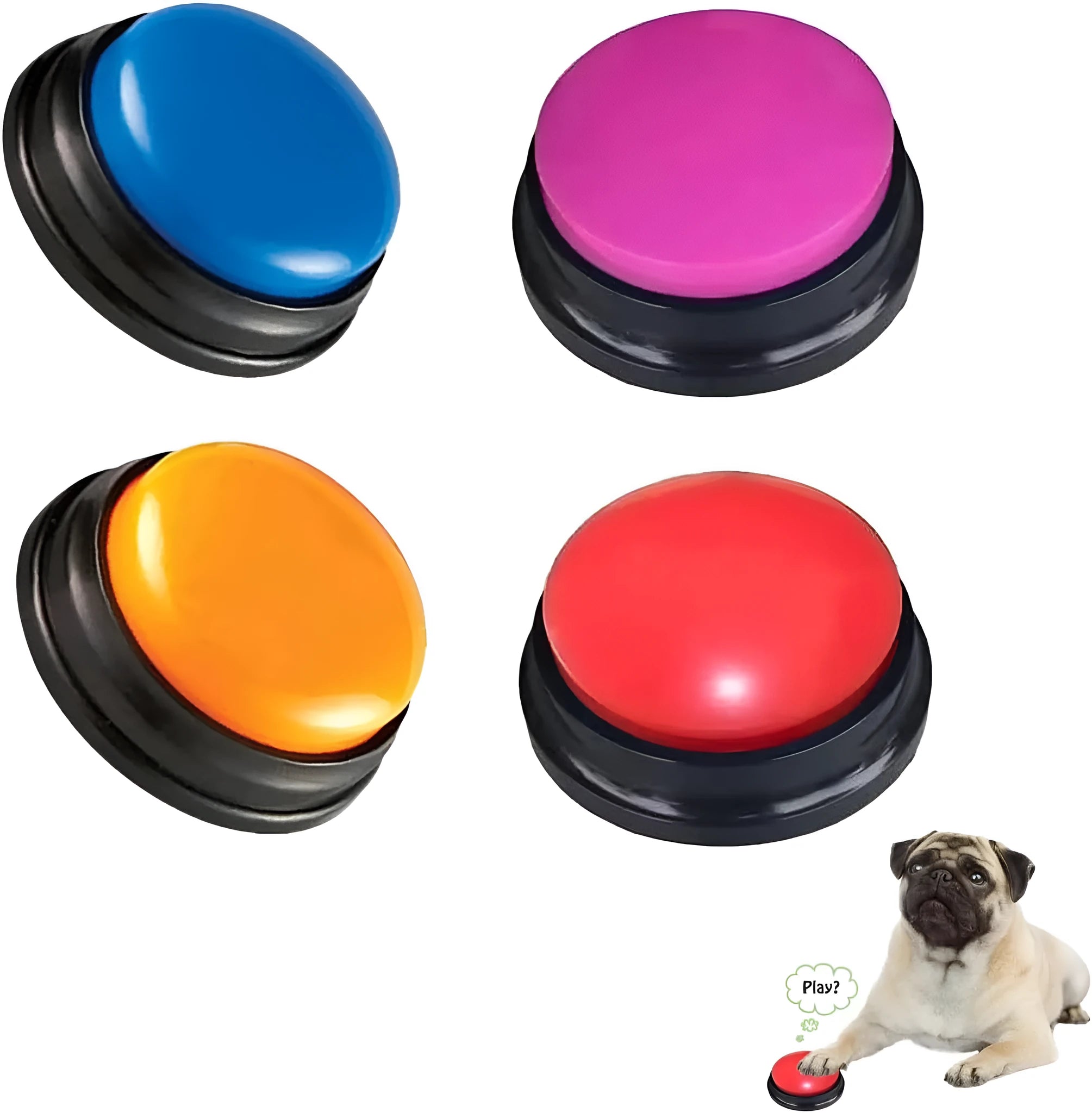 Voice recording button pet training device with multiple colour options for dog command training