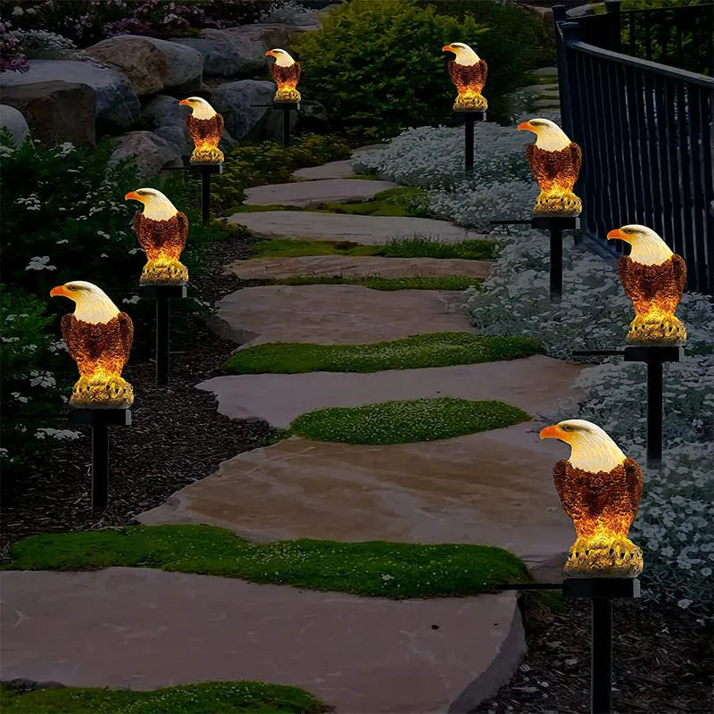 Solar outdoor waterproof luminous simulation animal lamp in eagle shape for garden ambience