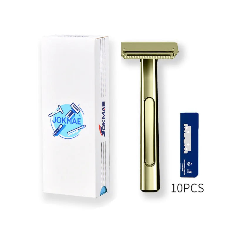 20T double-layer half-blade manual shaver in silver, gun, bronze, or gold-plated purple with 10 blades