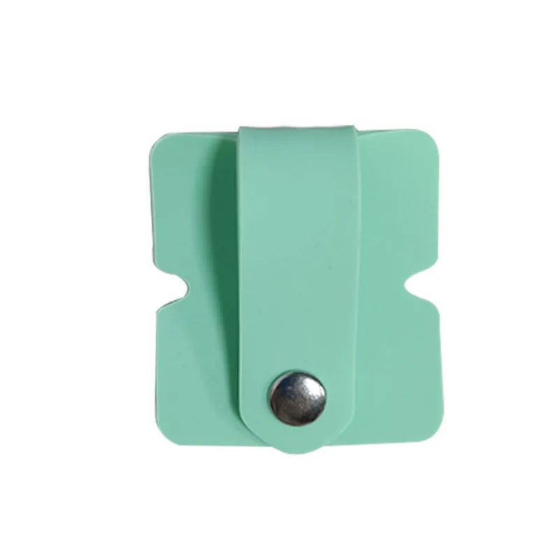 Small light green silicone button-closure storage bag for earphones and data cables measuring 5.5 by 5cm