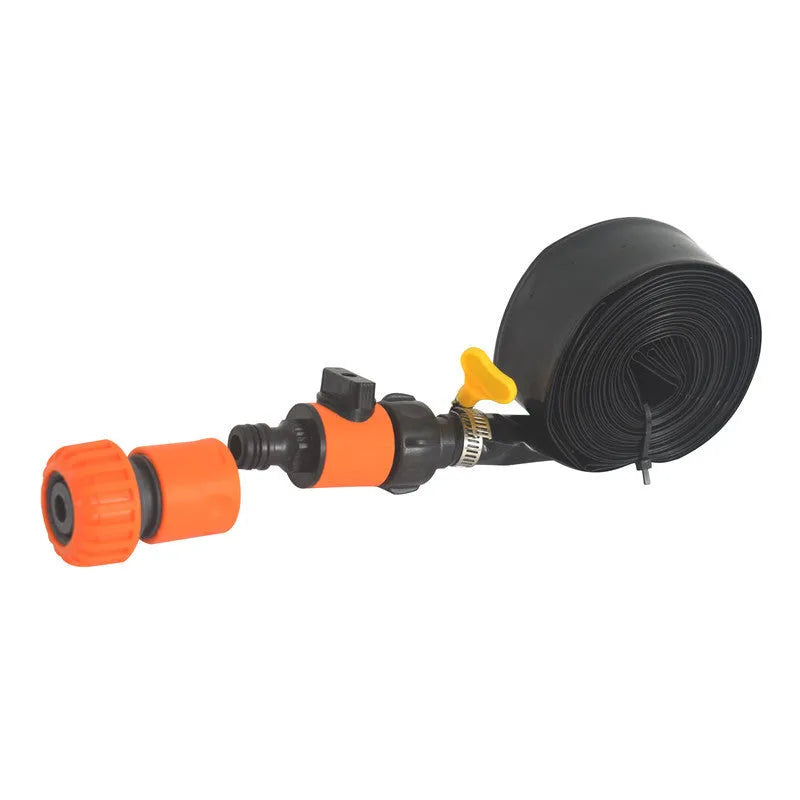 Portable PVC garden sprinkler with solar water cooling in blue or orange colour