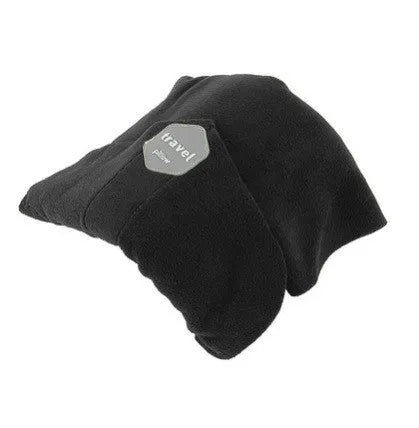 U-shaped travel neck pillow with removable scarf collar in black, grey, navy or red colours