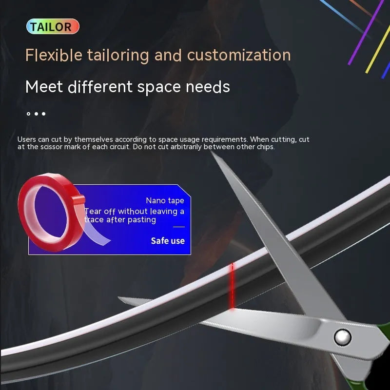 Car interior ambient LED lighting strip with remote control for colour customisation