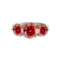 S925 silver moissanite three-life stone flower ring 4 karat 14mm for women in champagne colour