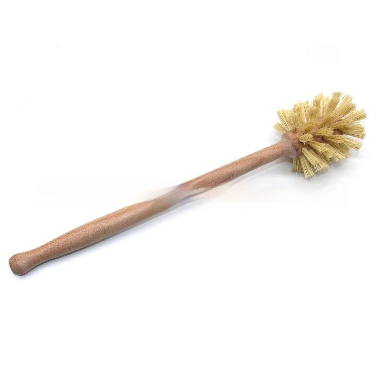 Natural beech wood cleaning brush with sisal bristles, 34.5cm long, for bottle cleaning