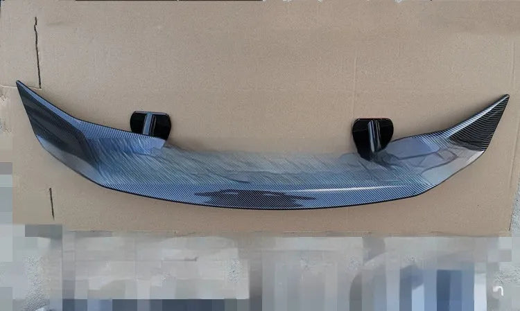 Punch-free ABS plastic car tail wing spoiler shown in bright black finish