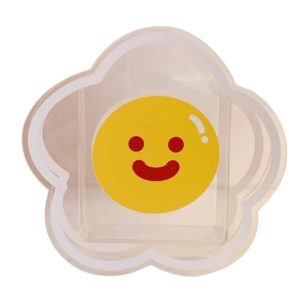 Clear acrylic square storage box with character design for stationery and cosmetics organisation