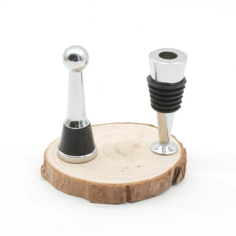 Silver zinc alloy threaded wine bottle stopper with silicone seal for M8 and M10 openings