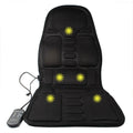 Black heating massage mat seat cushion with infrared physiotherapy and variable speed control