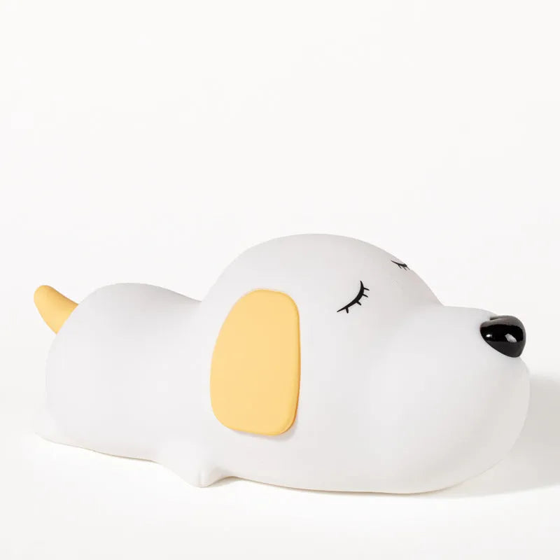 Cute two-colour cartoon dog silicone night lamp with USB charging cable