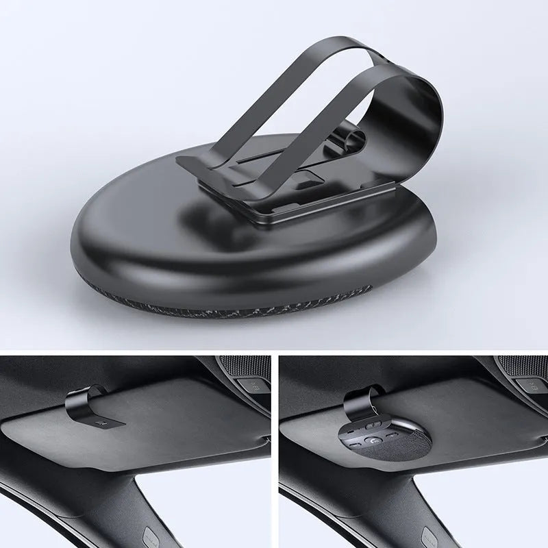 Black Bluetooth car handsfree with sunshade clip and voice control for hands free calling