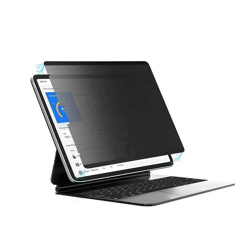 Magnetic suction anti peeping film for iPad with storage clip and multiple size options