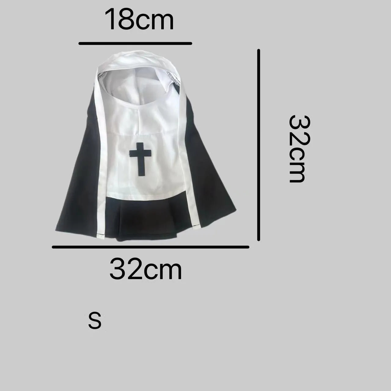 Black and white nun costume for small to medium dogs and cats with pullover design