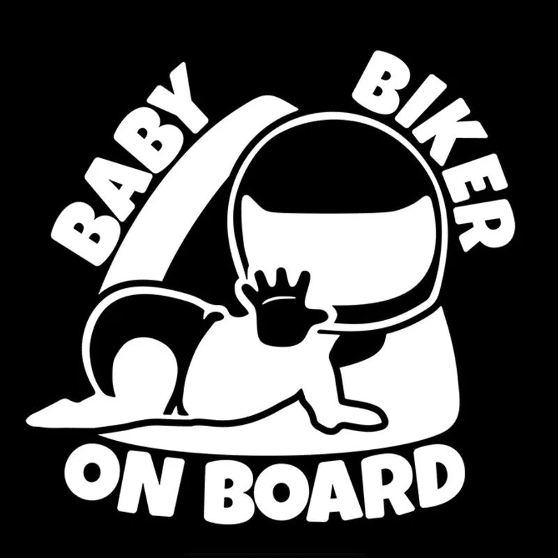 Reflective baby on board car window sticker measuring 14.5 by 15 centimetres