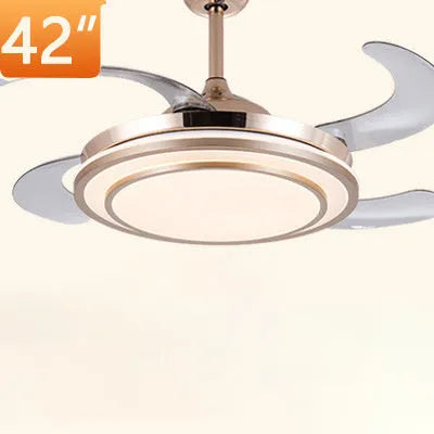 Home full spectrum eye protection LED fan chandelier 36 inch gold with invisible ABS blades