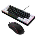 White and black keyboard and mouse combo with colour backlighting and 1.5-metre USB cable
