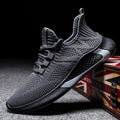 Men's lace up fly woven mesh breathable casual shoes in black with low square heel
